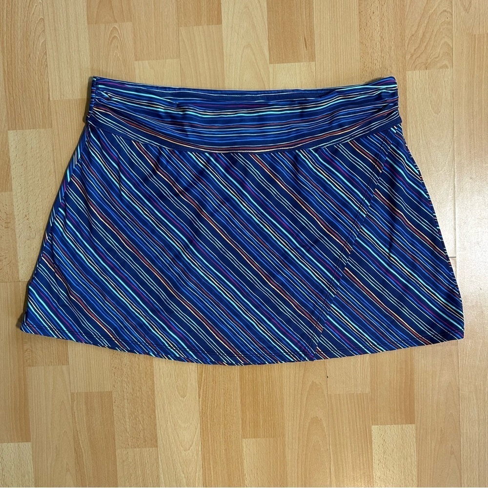 Title nine Navy & Multicolor Diagonal Stripe Mini Skort